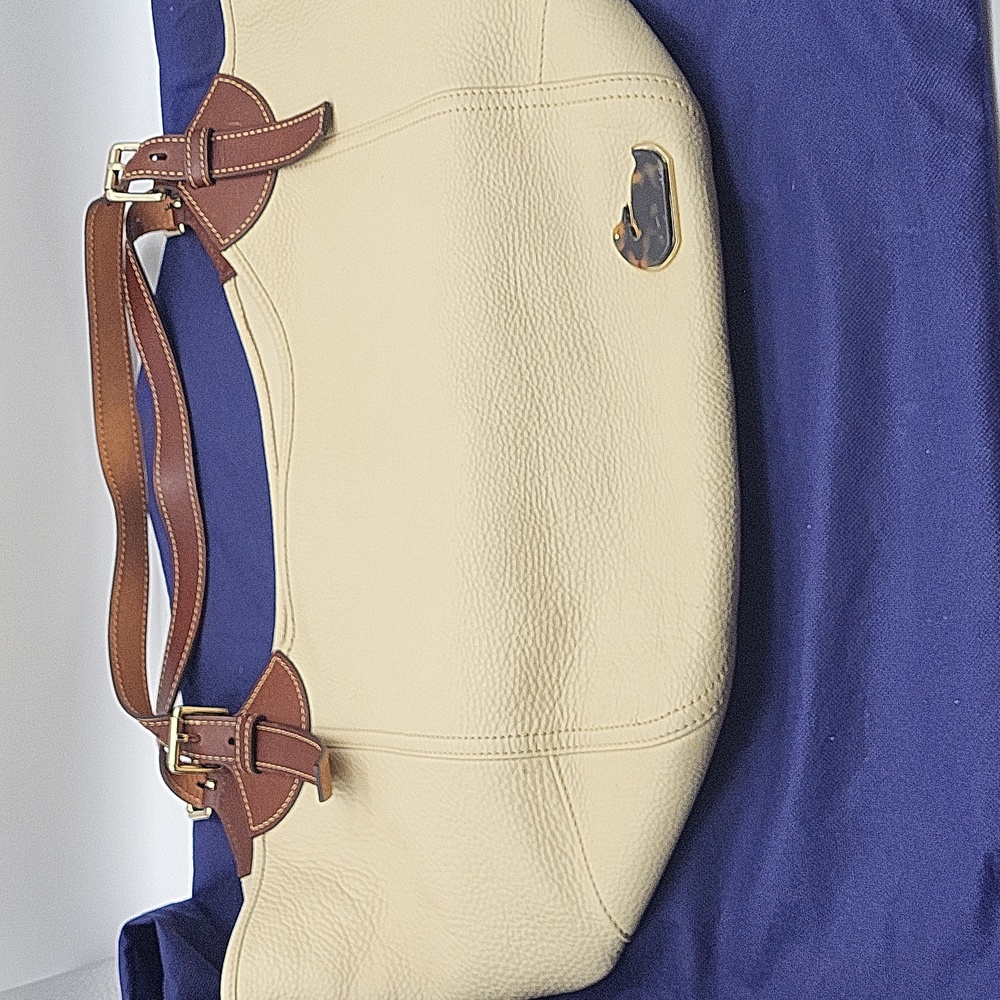 Dooney & Bourke Cream Leather Shoulder Tote with Brown Trim - Picture 12 of 12